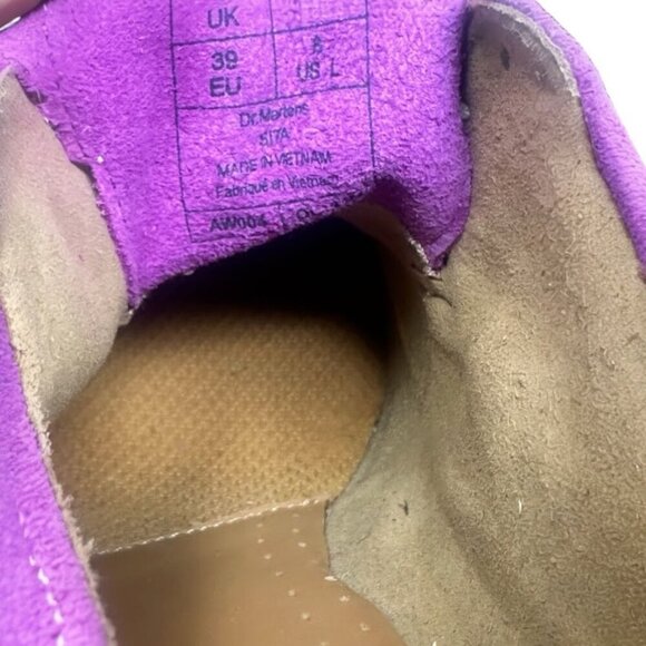 Dr. Martens Sita Purple Blackcurrant Suede Wingtip Brogue Wedge Platform Heels 8 - Picture 13 of 15